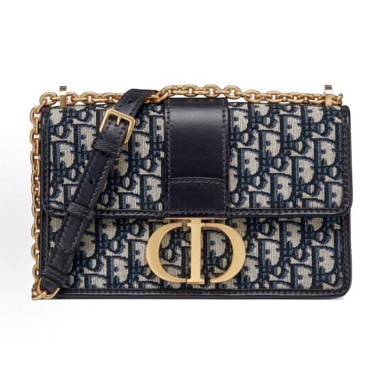 DIOR迪奥 30 Montaigne蒙⽥系列 盒⼦包 斜挎单肩包 中号 ⼥款 ⽜仔蓝⾊